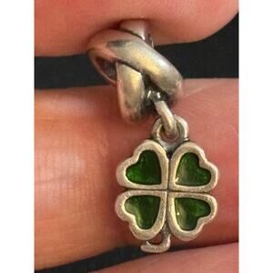 Pandora S925 ALE Four Leaf Clover Dangle Charm Sterling Silver